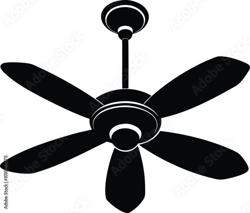 A ceiling fan silhouette vector art illustration design icon and logo.