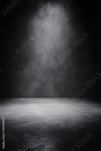 Dark Room with Spotlight and Concrete Floor