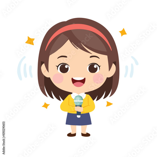 Singer Cute Worker Job Profession Professional Occupation Cartoon Character
