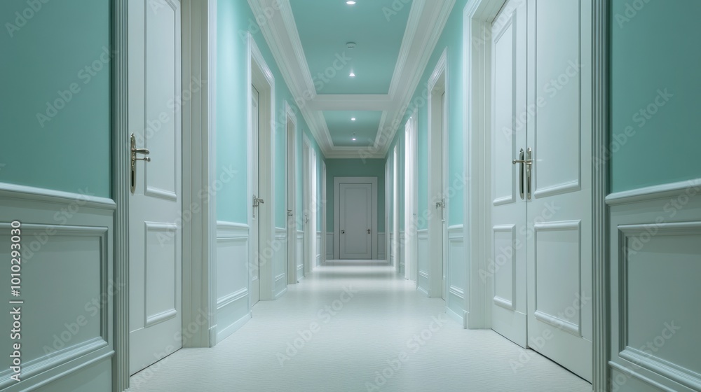 Elegant Hallway with White Doors Elegant Hallway with White Doors