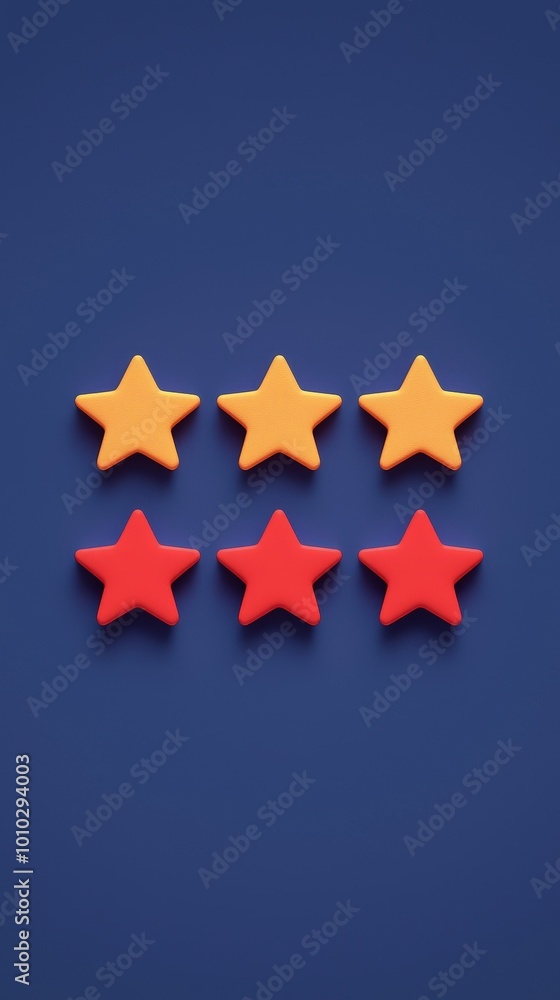 Obraz premium Floating five-star rating above a clean interface, minimalist style, normal angle shot, promoting positivity.