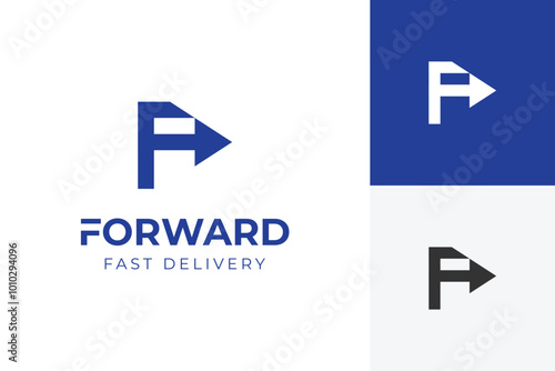 Forward logo with letter f and arrow right icon design for logistic, finance and shipping vector logo template Free Download Forward logo with letter f and arrow right icon design for logistic, finance and shipping vector logo template - GFXLoad