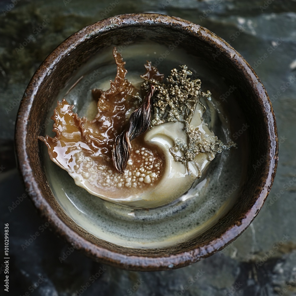 Fototapeta premium Seaweed and Seafood Appetizer: A Culinary Masterpiece
