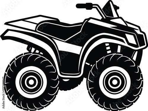 Silhouette ATV (All-Terrain Vehicle) vector illustration, Quad bike ATV motto ride racing flat style Pro Vector