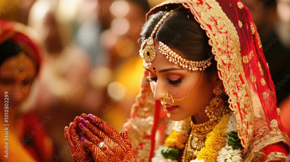 Beautiful Bride in Traditional Indian Attire and Jewelry Beautiful Bride in Traditional Indian Attire and Jewelry