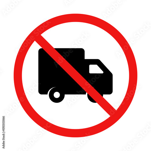 No Truck Sign on White Background