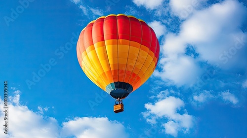 Colorful Hot Air Balloon Floating in Blue Sky