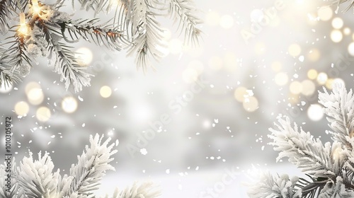 Festive decorated tree with blurred background for Christmas or New Year blank space