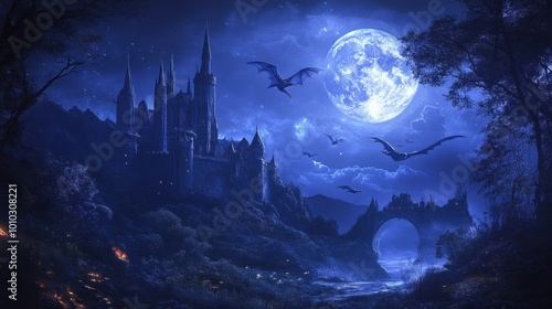 Enchanting Castle Under the Moonlight