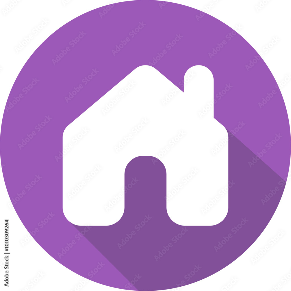 Home Chimney Purple Circle Icon with Dark Purple Shadow Isolated on White Background Home Chimney Purple Circle Icon with Dark Purple Shadow Isolated on White Background