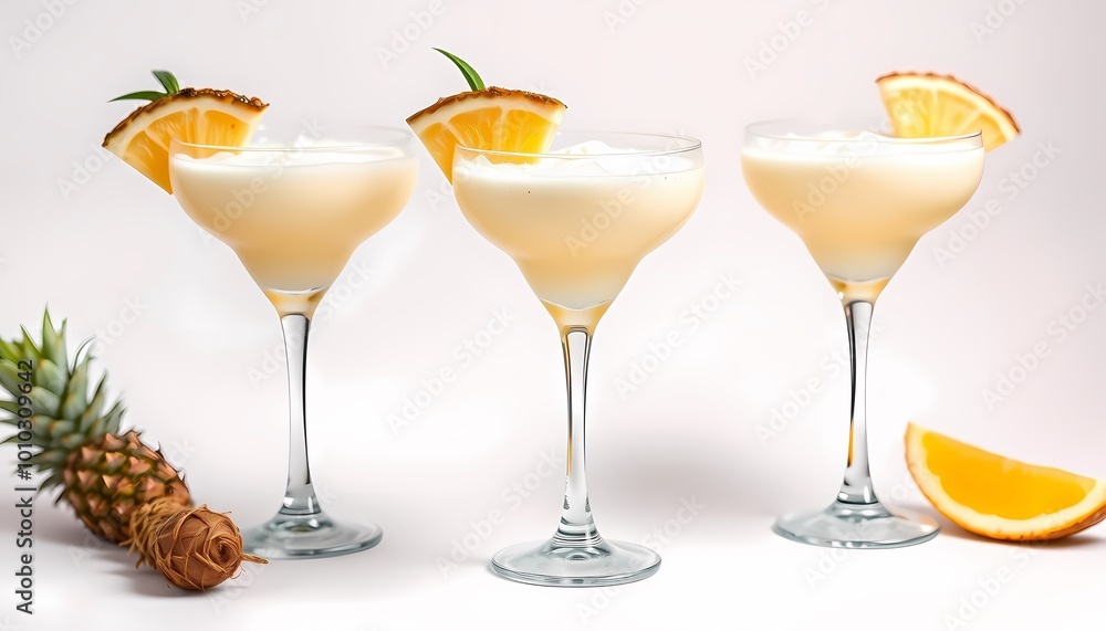 Classic Pina Colada with Pineapple Garnish Classic Pina Colada with Pineapple Garnish