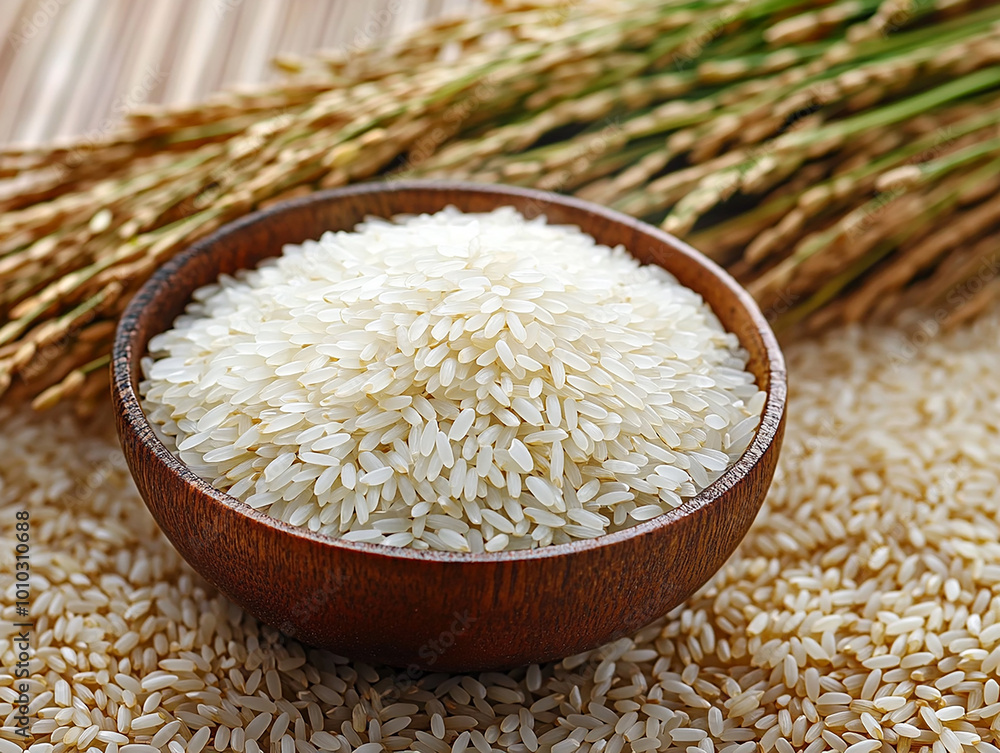 Golden rice ear and white round grain northeast rice Golden rice ear and white round grain northeast rice