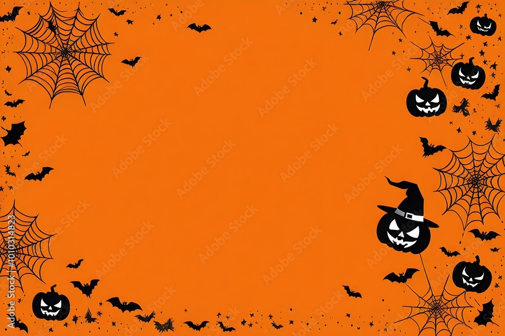 Blank background with black orange halloween theme for greeting cards or advertisements Blank background with black orange halloween theme for greeting cards or advertisements