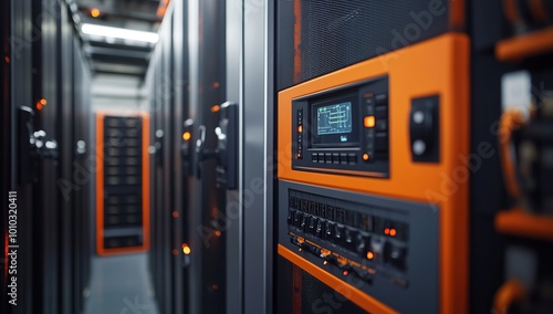 A close-up shot of an energy storage system in the data center