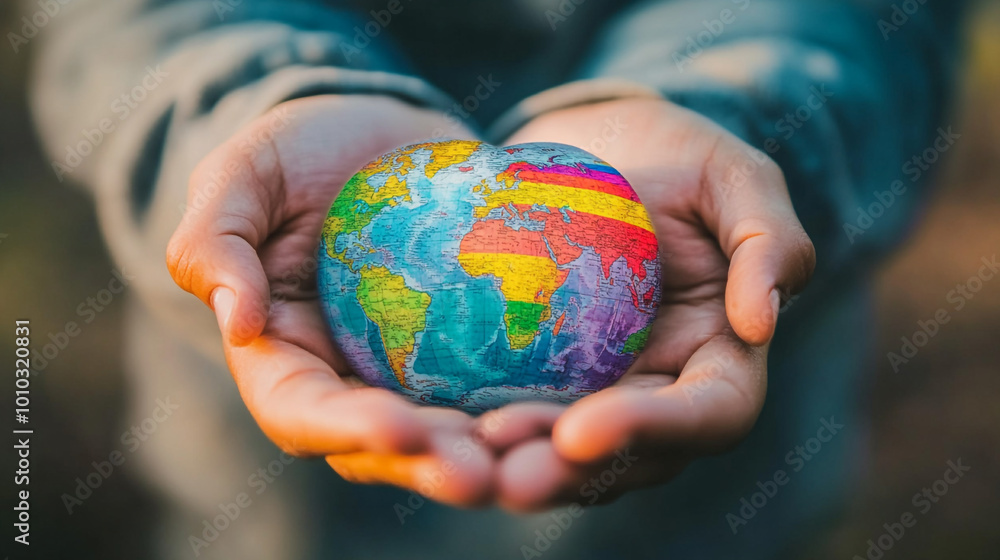 Celebrating Human Rights Day with a colorful globe held in hands symbolizing unity and peace Celebrating Human Rights Day with a colorful globe held in hands symbolizing unity and peace