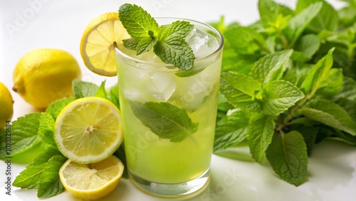 Wallpaper Mural A refreshing glass of lemonade with fresh mint and lemon slices. Torontodigital.ca