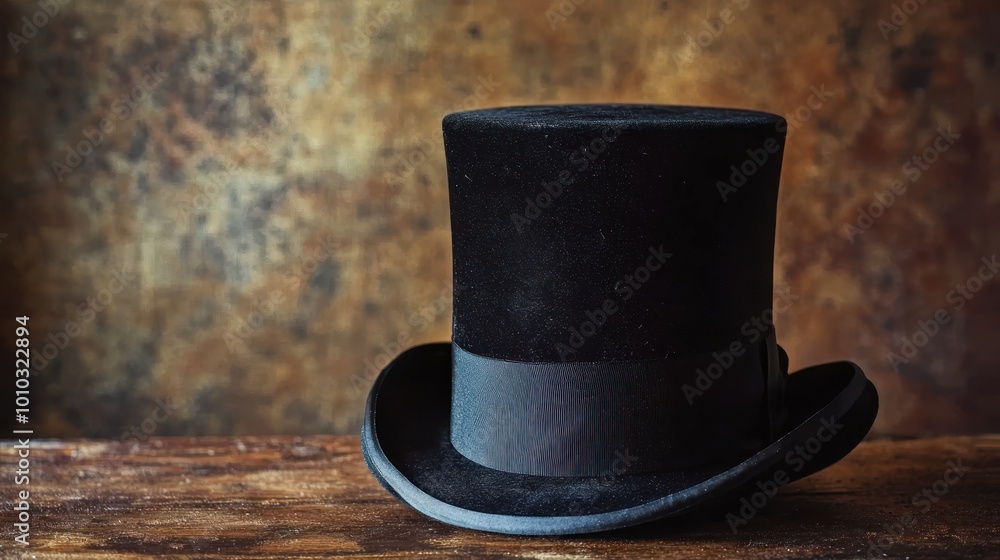 Tall black top hat with a smooth finish, perfect for formal occasions or costumes. Tall black top hat with a smooth finish, perfect for formal occasions or costumes.