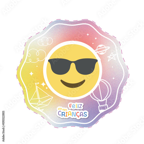 Card dia das crianças - emoji óculos escuros