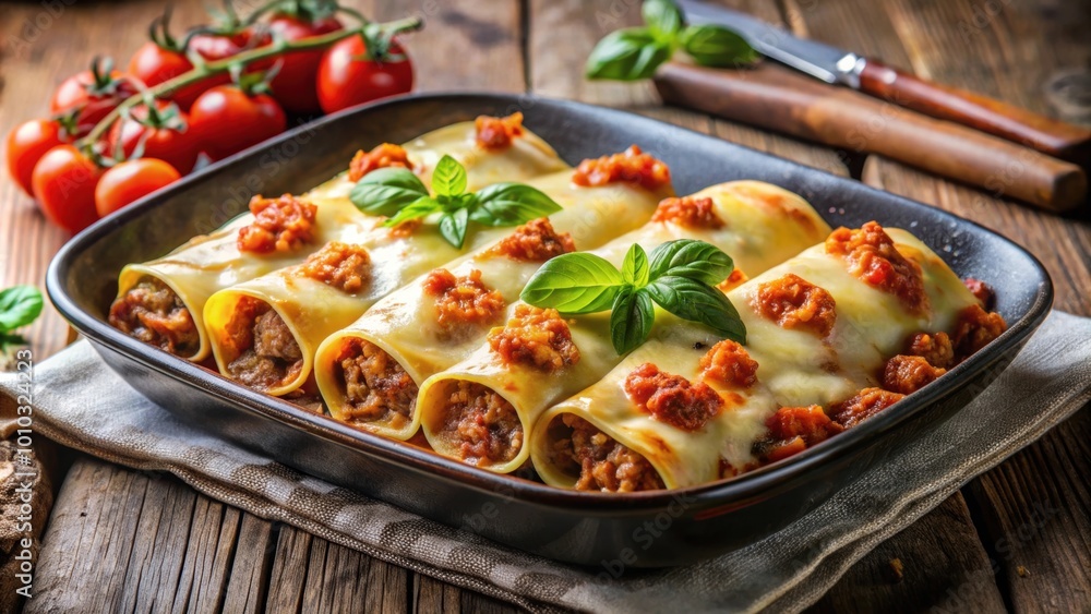 Delicious homemade cannelloni stuffed with meat, a traditional dish from Andorra , Cannelloni, meat, pasta, dish, homemade Delicious homemade cannelloni stuffed with meat, a traditional dish from Andorra , Cannelloni, meat, pasta, dish, homemade