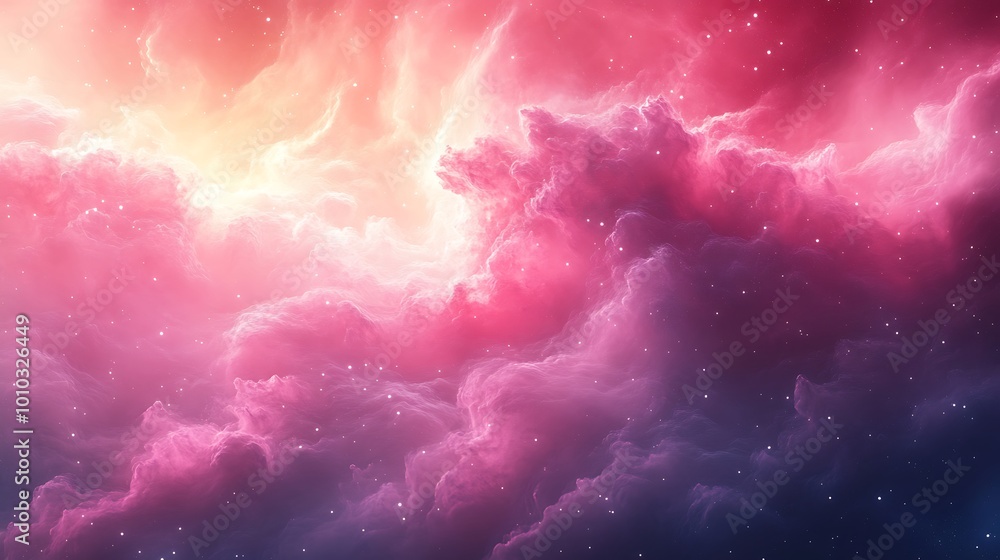 Abstract nebula with swirling clouds of pink, orange, and purple with white stars. Abstract nebula with swirling clouds of pink, orange, and purple with white stars.