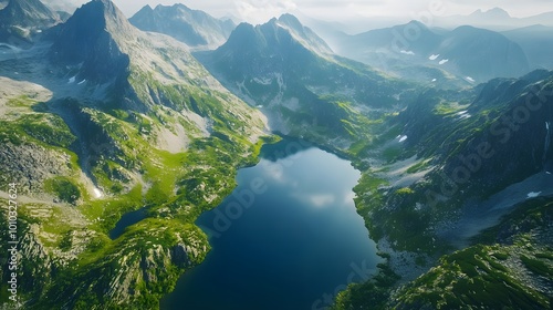 Aerial View of a Mountain Lake