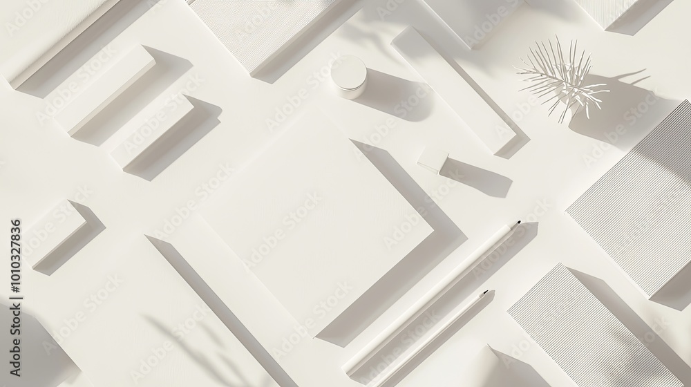 White Geometric Shapes and Shadows White Geometric Shapes and Shadows