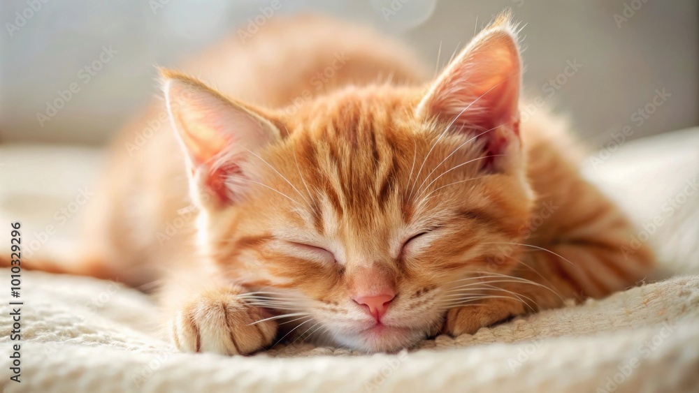 Close-up of a peaceful red kitten sleeping, kitten, red, sleeping, muzzle, close-up, adorable, furry, pet, cat, animal, nap Close-up of a peaceful red kitten sleeping, kitten, red, sleeping, muzzle, close-up, adorable, furry, pet, cat, animal, nap