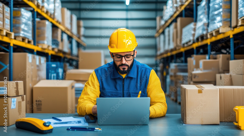 A smart warehouse using software management tools to oversee inventory, logistics, and shipping processes in real-time A smart warehouse using software management tools to oversee inventory, logistics, and shipping processes in real-time