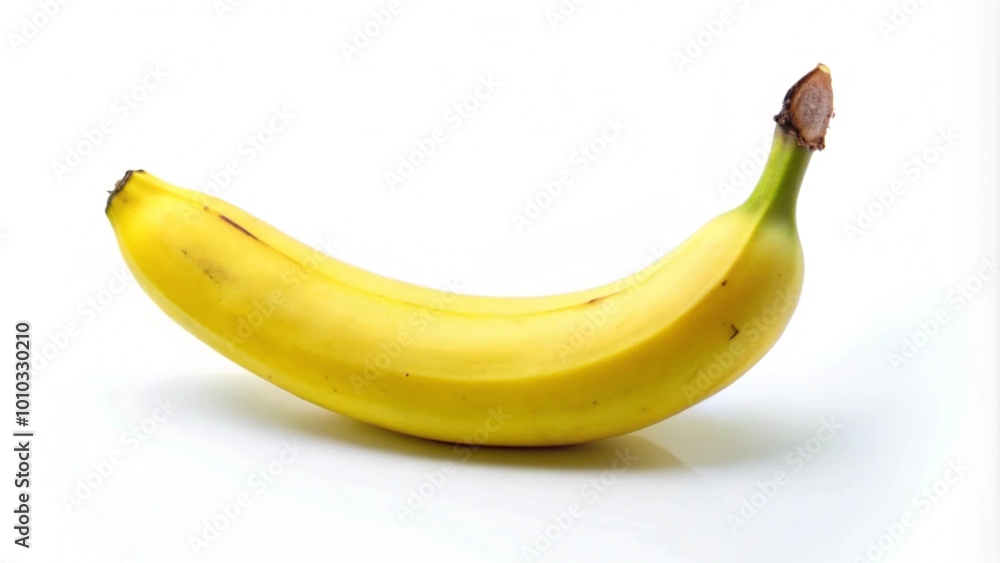 A single ripe yellow banana isolated on a white background. A single ripe yellow banana isolated on a white background.
