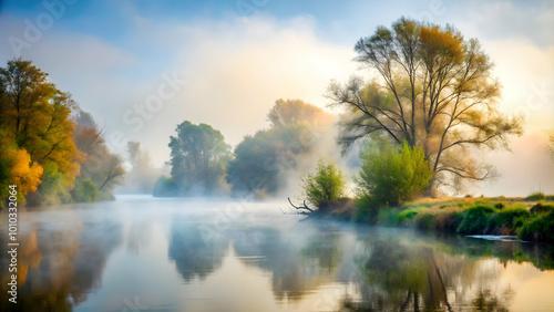 Wallpaper Mural Serene Autumn River at Sunrise  Torontodigital.ca