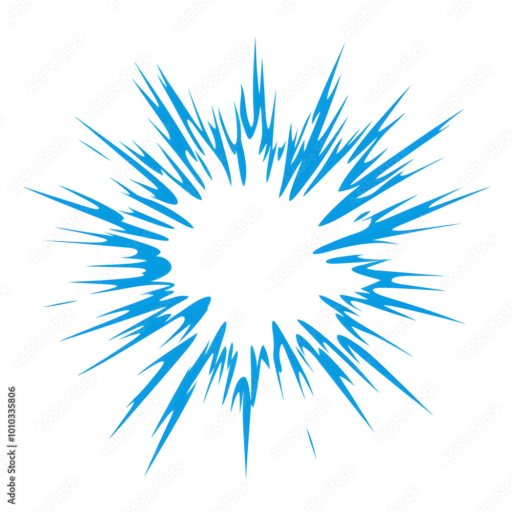 Fototapeta premium Blue Energy Burst Explosion on white and transparent background. PNG