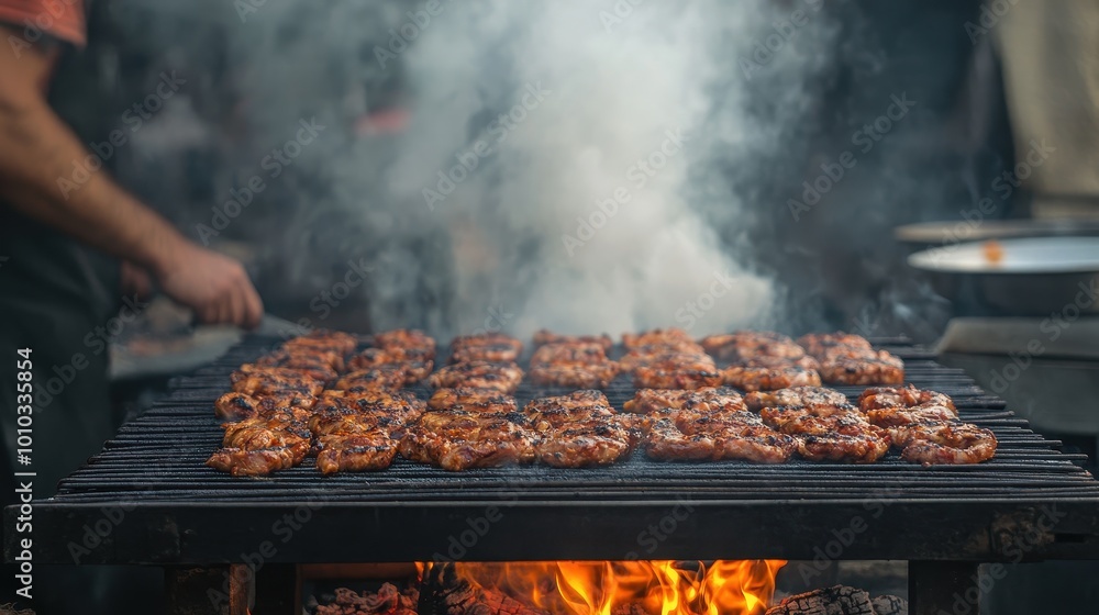 Sizzling Barbecue: A Mouth-Watering Outdoor Grilling Scene Sizzling Barbecue: A Mouth-Watering Outdoor Grilling Scene