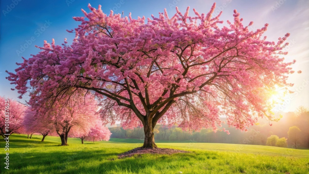 Beautiful spring scene with a pink blooming tree, nature, spring, beauty, pink, blossoms, flowers, tree, landscape, outdoors Beautiful spring scene with a pink blooming tree, nature, spring, beauty, pink, blossoms, flowers, tree, landscape, outdoors