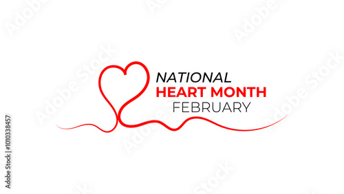 National Heart month is observed every year in February, to adopt healthy lifestyles to prevent heart disease (CVD). awareness month. banner, cover, poster, flyer, card. Vector illustration