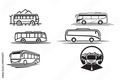 Travel bus logo line template.