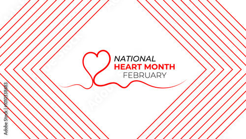 National Heart month is observed every year in February, to adopt healthy lifestyles to prevent heart disease (CVD). awareness month. banner, cover, poster, flyer, card. Vector illustration