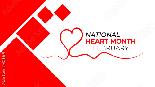 National Heart month is observed every year in February, to adopt healthy lifestyles to prevent heart disease (CVD). awareness month. banner, cover, poster, flyer, card. Vector illustration