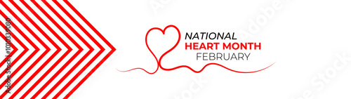 National Heart month is observed every year in February, to adopt healthy lifestyles to prevent heart disease (CVD). awareness month. banner, cover, poster, flyer, card. Vector illustration