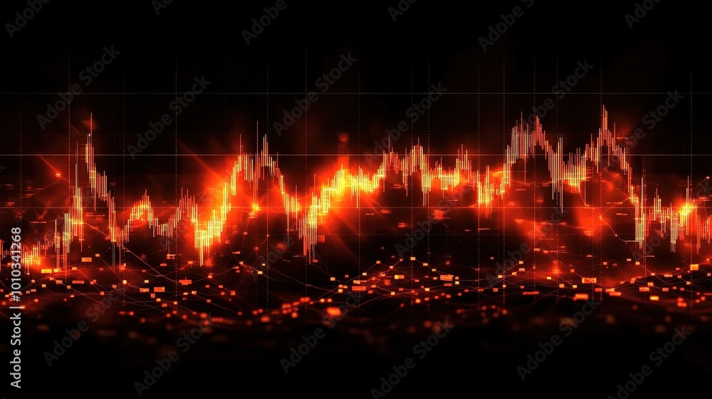 Financial graph with up trend line candlestick chart Financial graph with up trend line candlestick chart