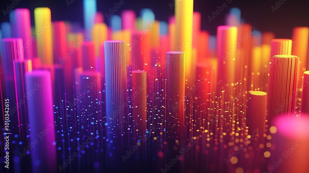 Digital analytics 3d graph with columns color depth music equalizer Digital analytics 3d graph with columns color depth music equalizer