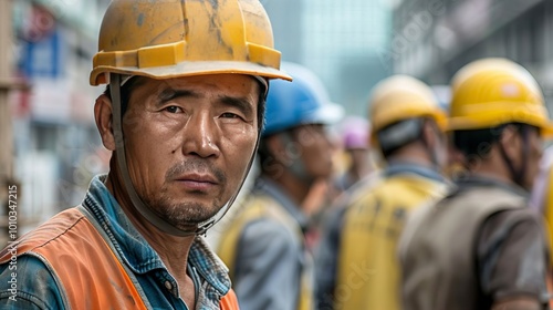 Wallpaper Mural Construction Worker in Hard Hat Looking at Camera Safety Gear Asian Male Construction S Torontodigital.ca