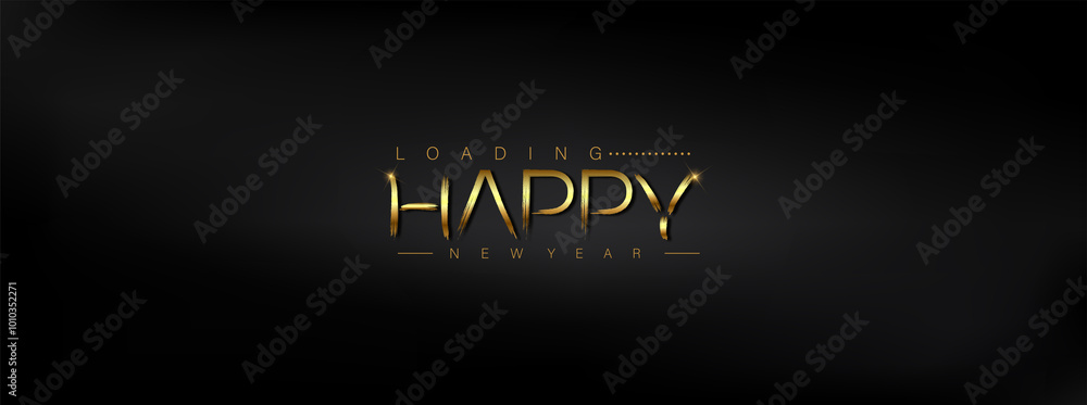 Obraz premium Festive Happy New Year lettering on a black background, represents the excitement and optimism of the new year ahead