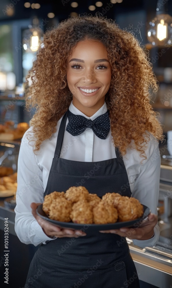 Joyful service: happy caterer bringing smiles through carefully crafted meals, highlighting enthusiasm, dedication to providing exceptional food, service, ensuring every event is success. Joyful service: happy caterer bringing smiles through carefully crafted meals, highlighting enthusiasm, dedication to providing exceptional food, service, ensuring every event is success.