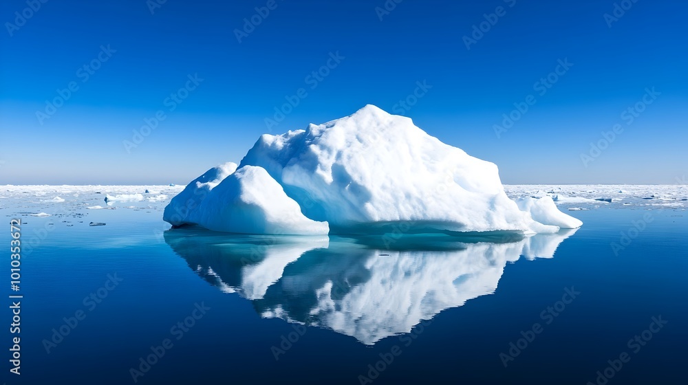Fototapeta premium Dramatic Glacier Lagoon with Floating Icebergs and Crystal Clear Reflective Waters