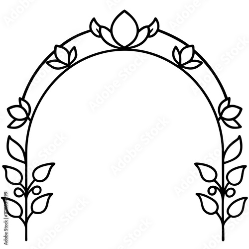 floral arch frame template outline coloring book page line art drawing