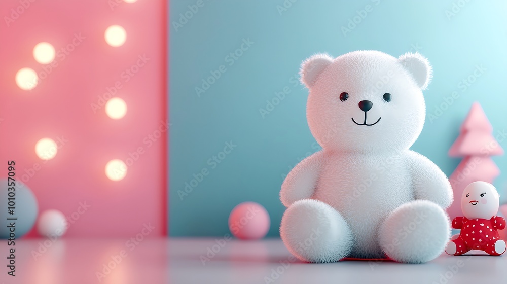 A heartwarming image of a teddy bear amidst Christmas gifts A heartwarming image of a teddy bear amidst Christmas gifts