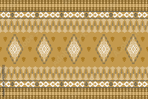 Geometric ethnic oriental ikat seamless pattern traditional Design background