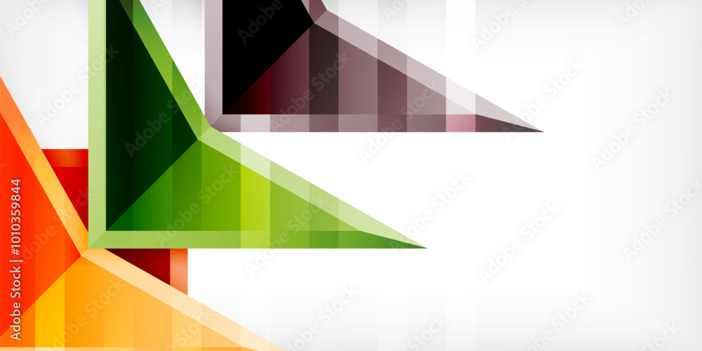 Arrows with 3d effect abstract background. Triangles on light grey backdrop Arrows with 3d effect abstract background. Triangles on light grey backdrop
