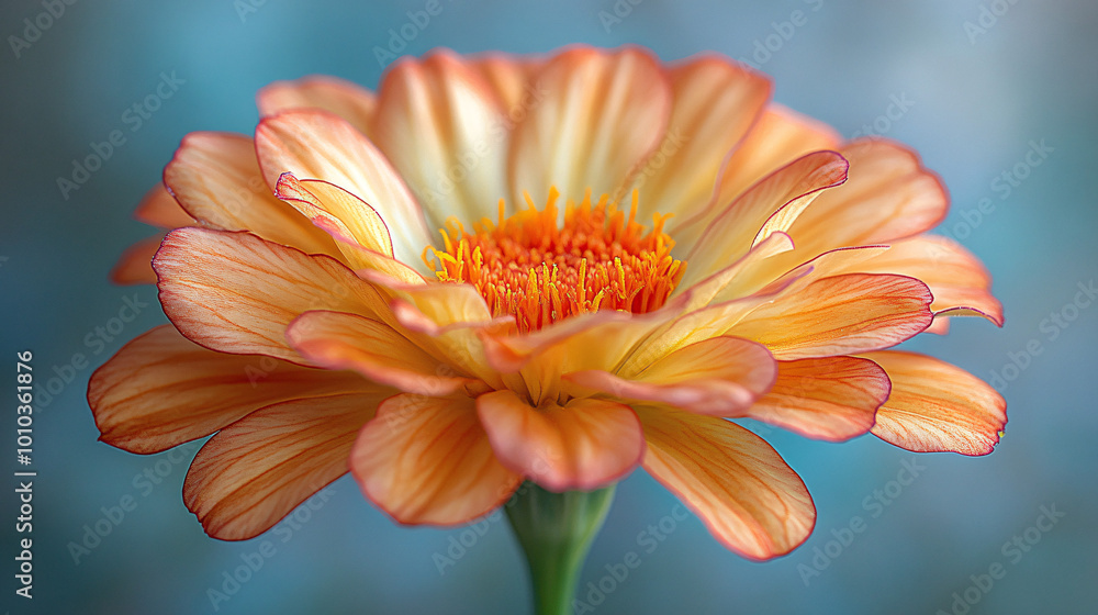 Φωτογραφία Close-up of a bright orange and yellow marigold flower with intricate texture and golden glow under sunlight