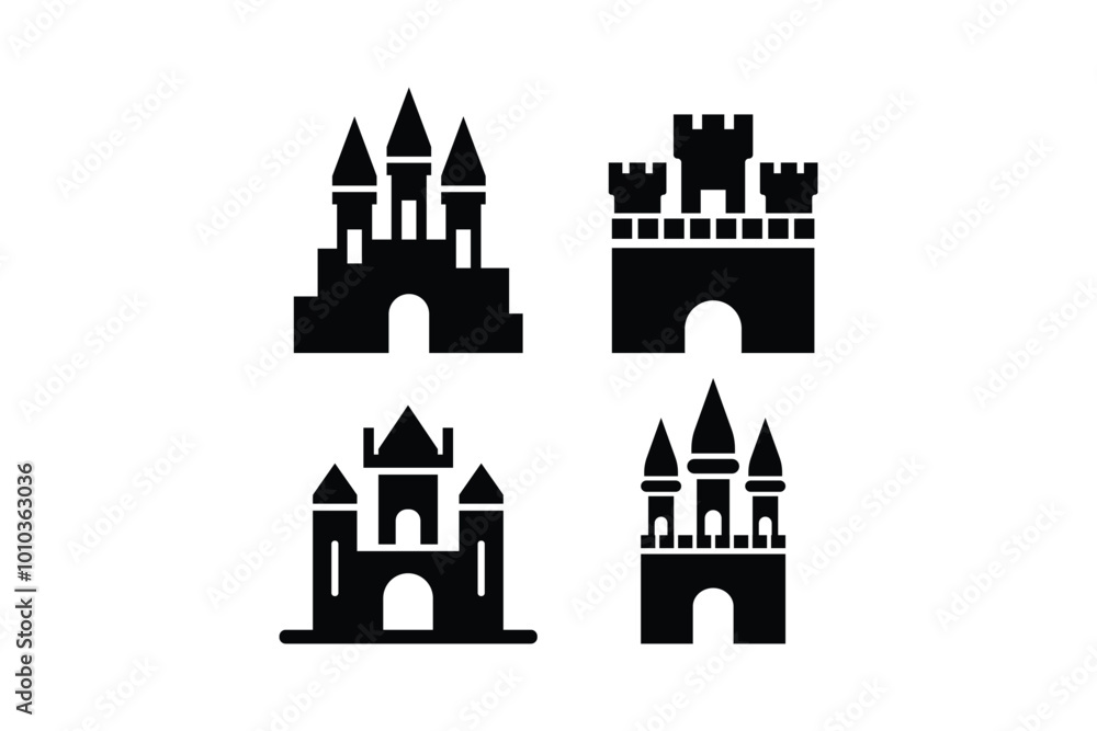 Fototapeta premium Castle icon logo design template isolated set